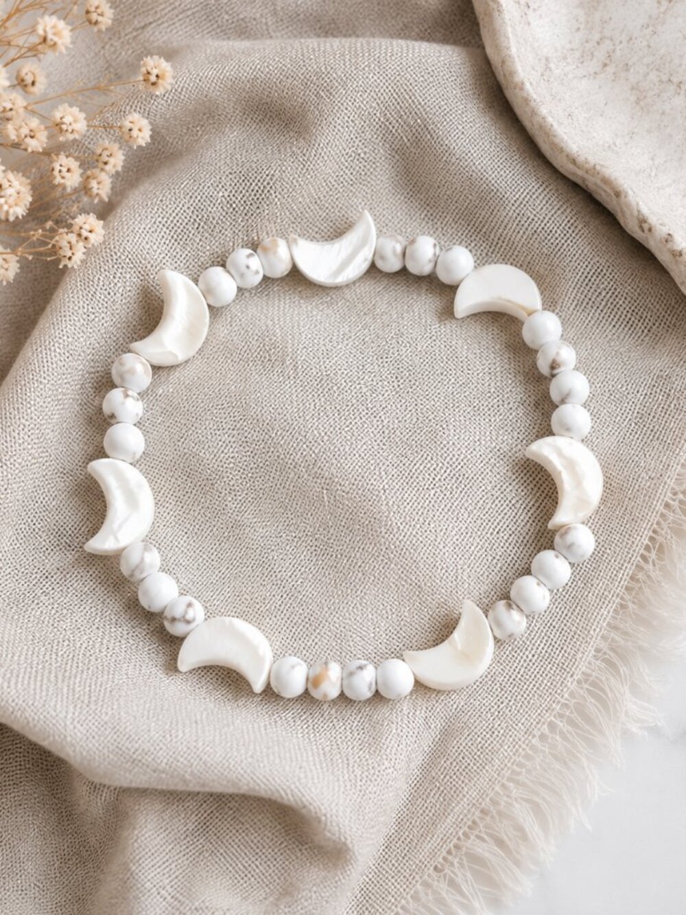 Beaded Bracelet with Moon Charm | Shine Bright | Resilience & Strength Gift